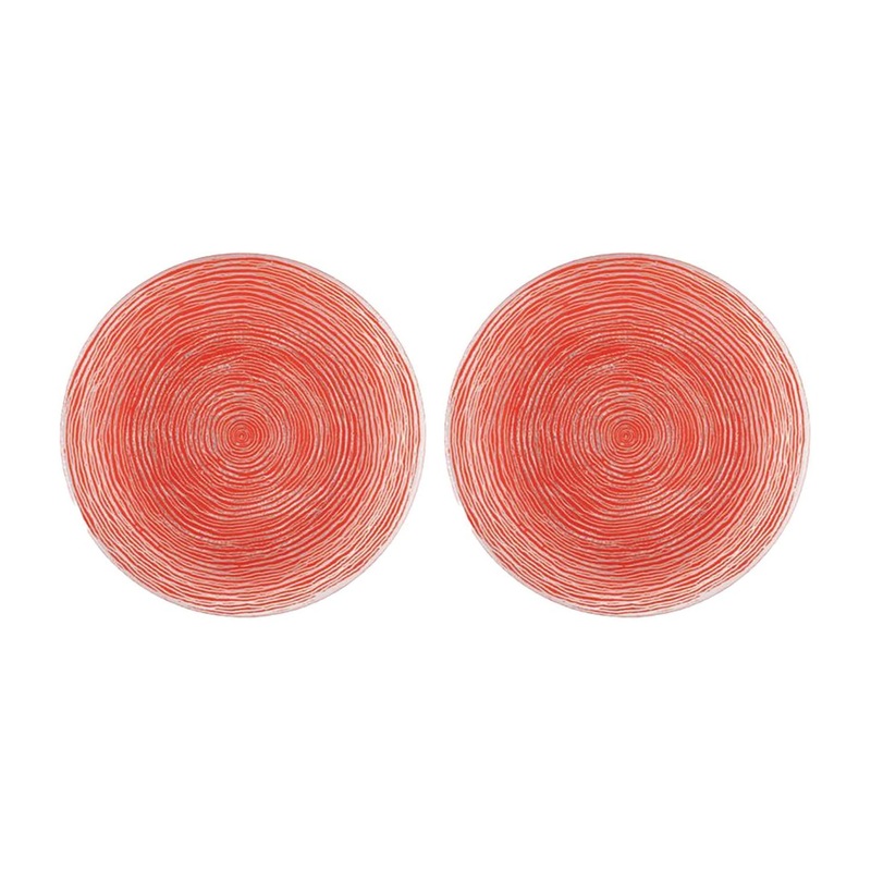 Glass Dinnerware dia.7.75″ Round Red Glass Plate (Set of 2)