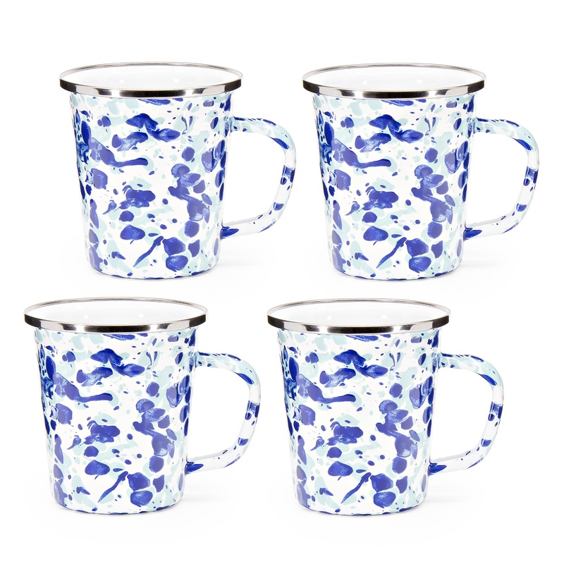 Ocean  Swirl 16 oz Latte Mugs – Set of 4