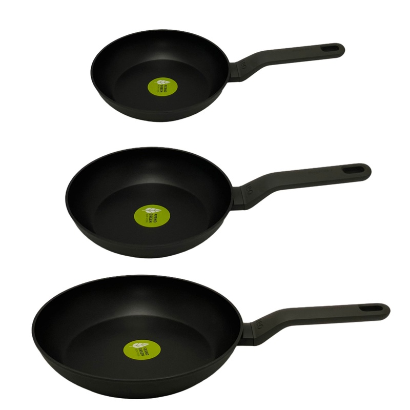 BergHOFF Leo 3Pc Non-stick Cookware Set 8″, 10″ & 11″, Black