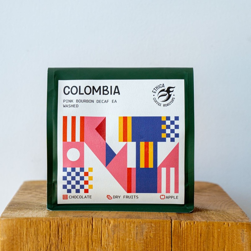 Ethica Coffee Roasters Colombia Pink Bourbon Decaf EA Washed Whole Bean Coffee (1kg / 2.2lb)
