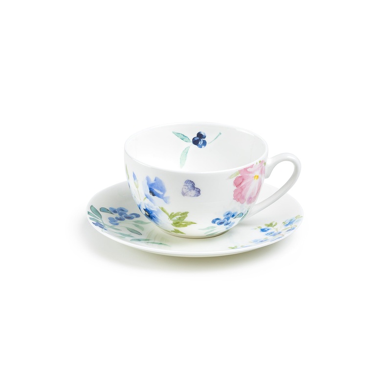 Indigo Garden Grace Bone China Cup and Saucer