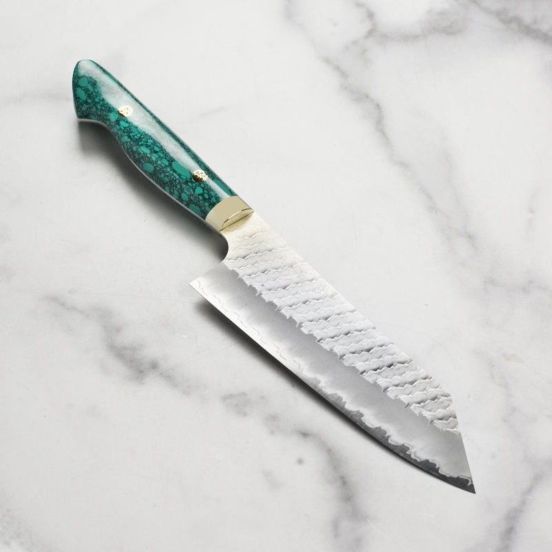 Nigara SG2 Migaki Tsuchime 7″ Bunka, Green Turquoise