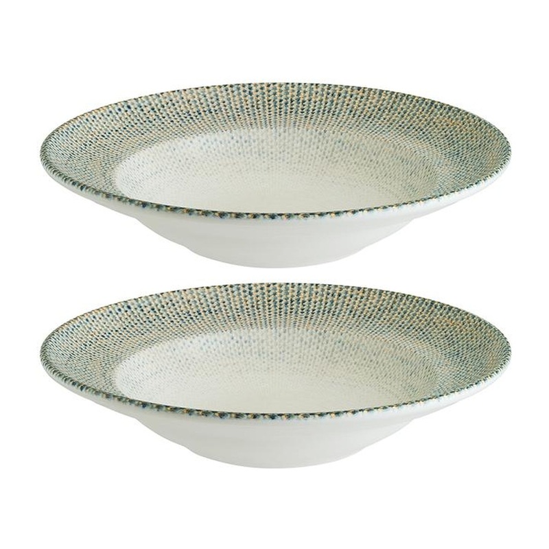 Sway dia.10.75″ h:2.25″ 16 oz. Round Decorated Porcelain Bowl (Set of 2)