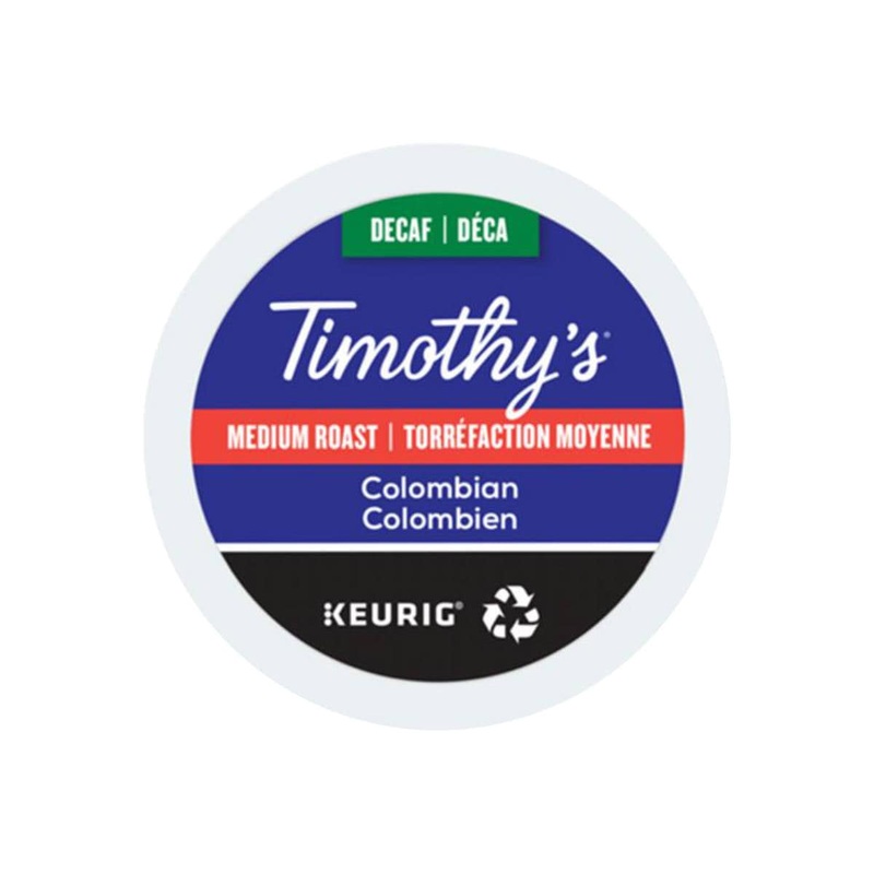Timothy’s Decaffeinated Colombian K-Cup Recyclable Pods (Box of 24)