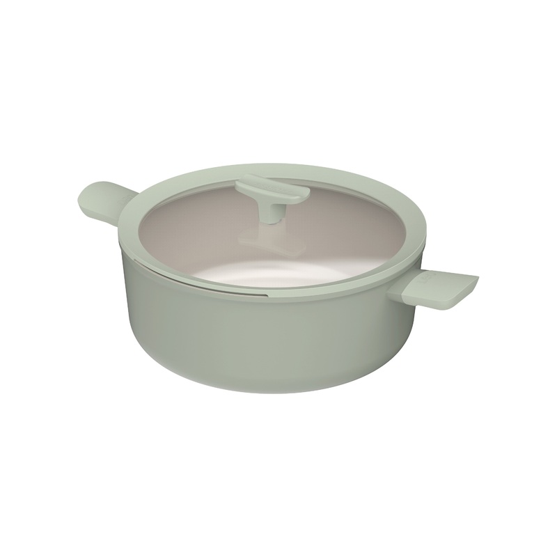 BergHOFF Balance Nonstick Ceramic Stockpot 11″, 6.5qt. With Glass Lid, Recycled Aluminum, Sage