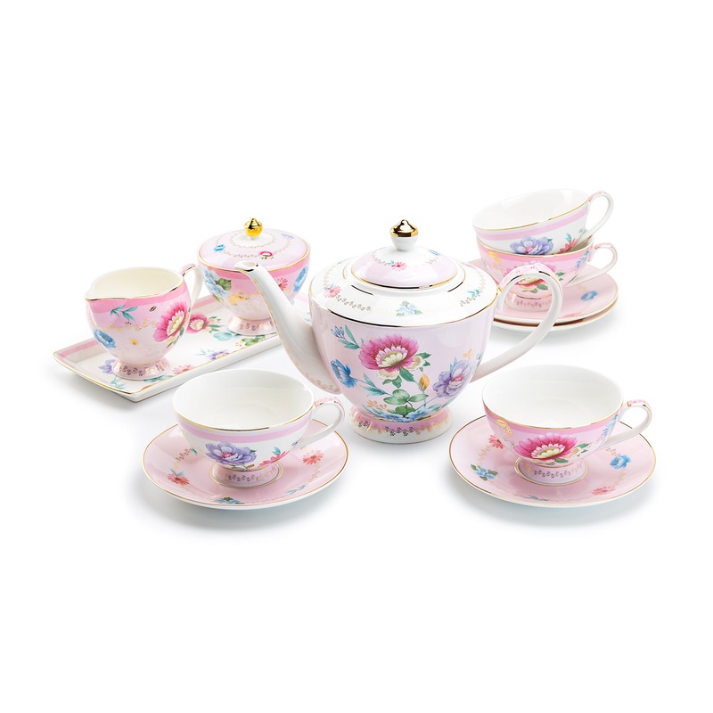 Pink Flower Garden Fine Porcelain Tea Set