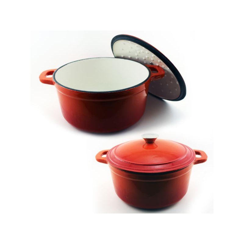 BergHOFF Neo 4pc Cast Iron Cookware Set, 5qt. & 7qt., Orange