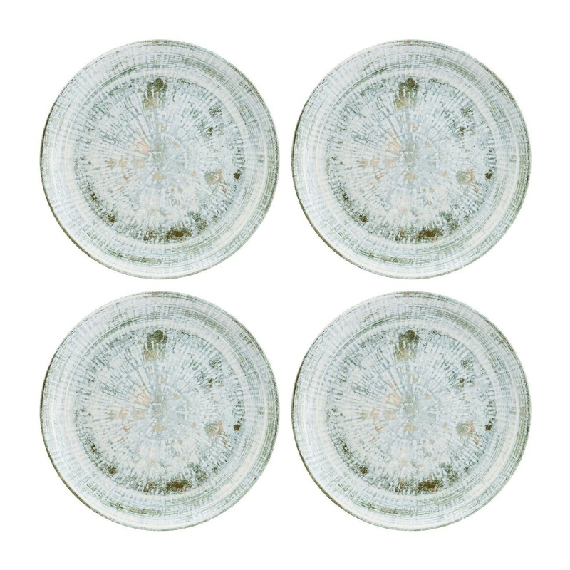 Odette dia.9″ Round Decorated Porcelain Plate (Set of 4)