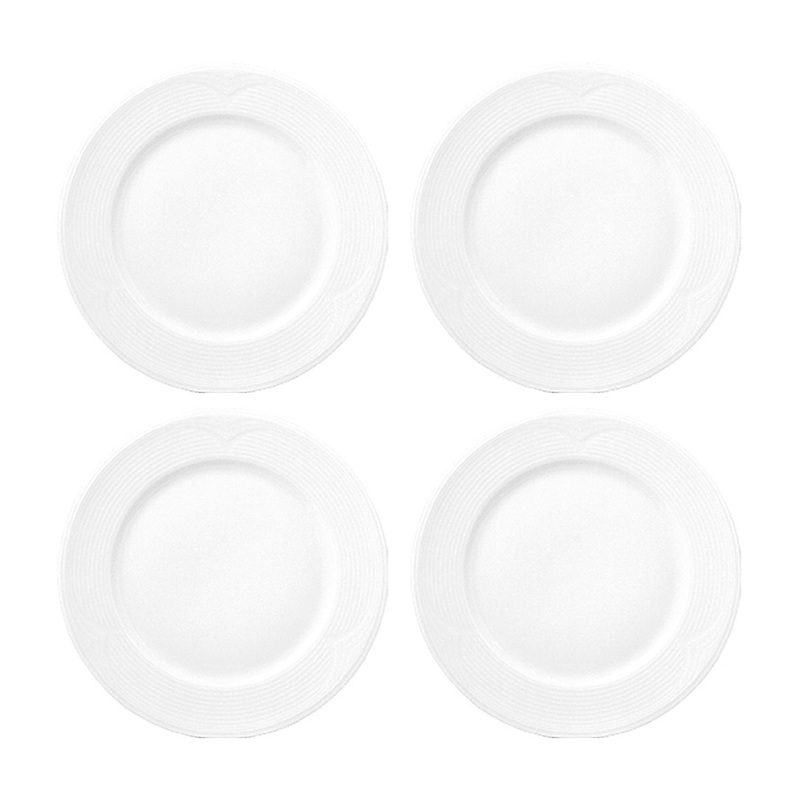 Porcelain Saturn dia.10″ Round White Porcelain Plate (Set of 4)
