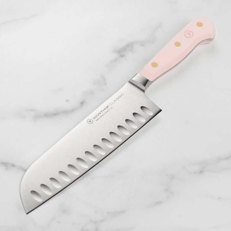 Wusthof Classic 7″ Pink Himalayan Salt Hollow Edge Santoku Knife