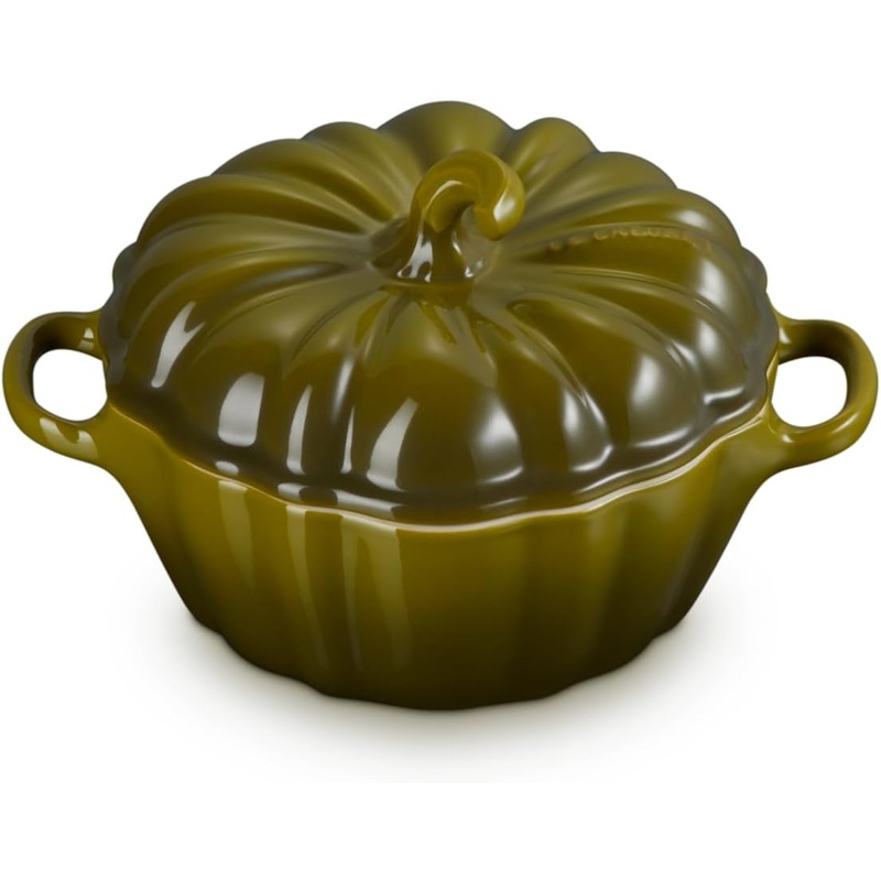 Le Creuset 12 oz. Stoneware Figural Pumpkin Petite Cocotte – Olive
