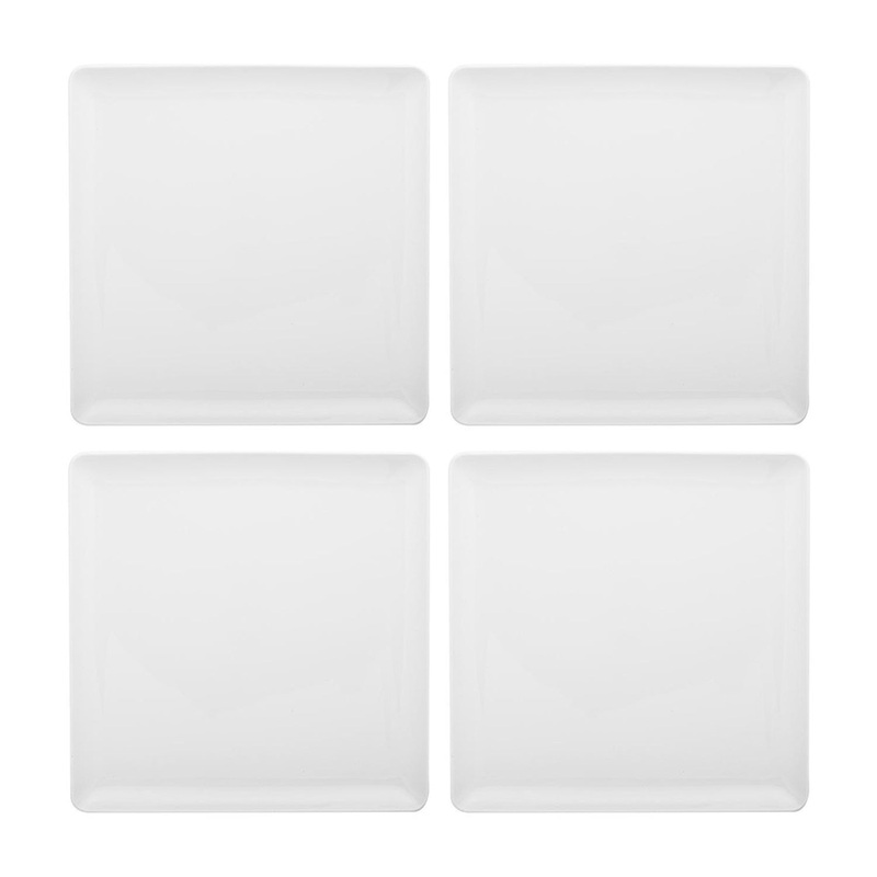 Porcelain Santa Monica 6″ x 6″ Square White Porcelain Plate (Set of 4)
