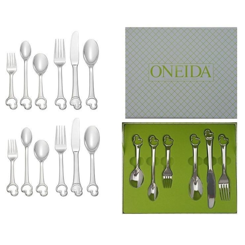 Set of 2 Oneida Duckling 6 Piece Child & Baby 18/10 Stainless Flatware Set