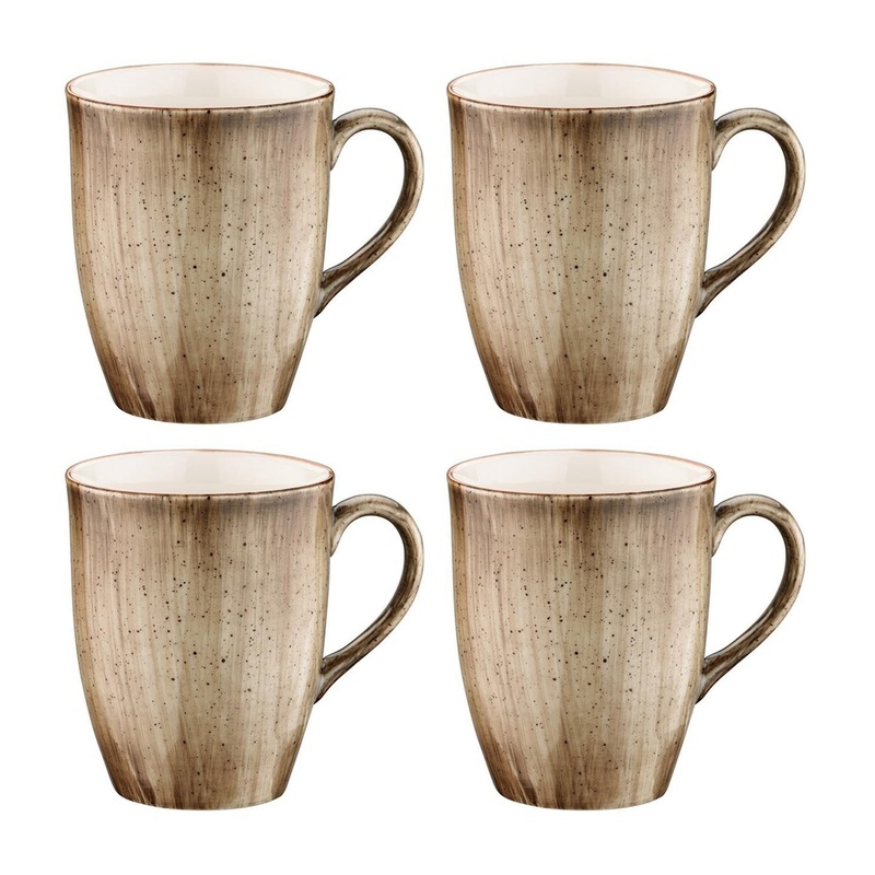 Terrain dia.3.25″ h:4.25″ 11 oz. Round Brown Porcelain Mug (Set of 4)