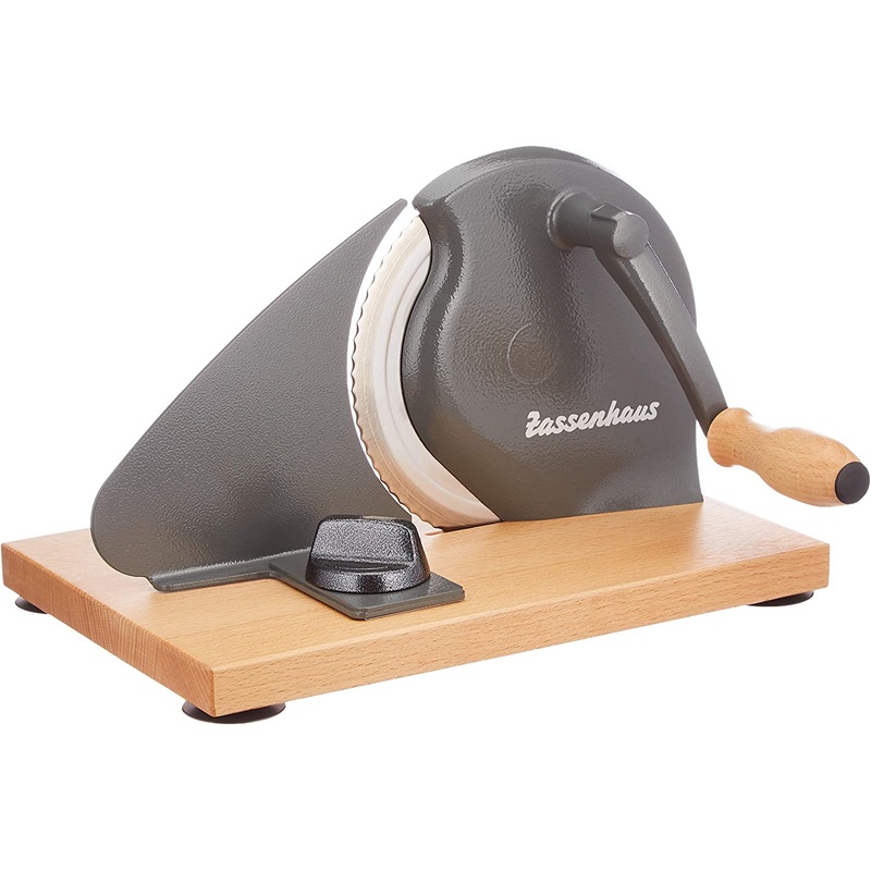 Zassenhaus Manual Bread Slicer Classic Hand Crank 11 3/4″ x 8″ – Gray