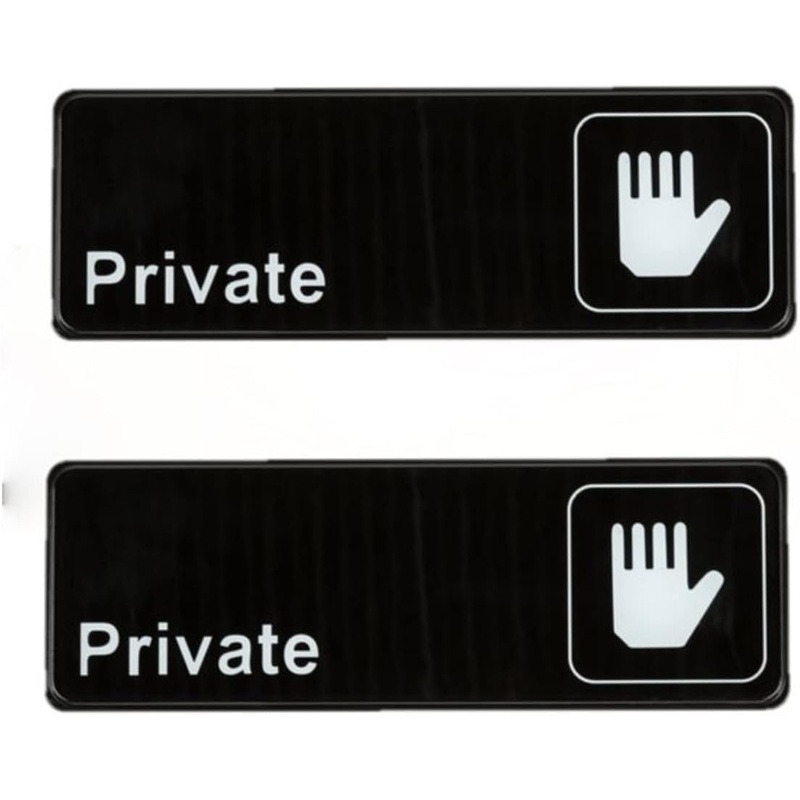 9″ x 3″ Private Sign with Easy Peel Self-Adhesive White on Black Color Set of 2- Door Sign Waterproof Self Adhesive Store Signs Indoor/Outdoor Warning Marker Home Business Use