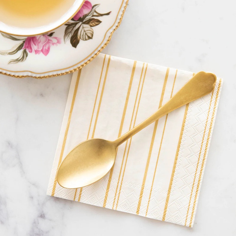 Hester & Cook Antique Gold Stripe Cocktail Napkins