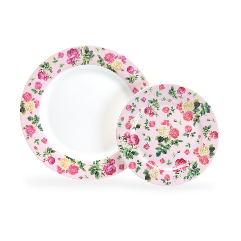 Pink Cottage Rose Chintz Fine Porcelain Dessert/Dinner Plate