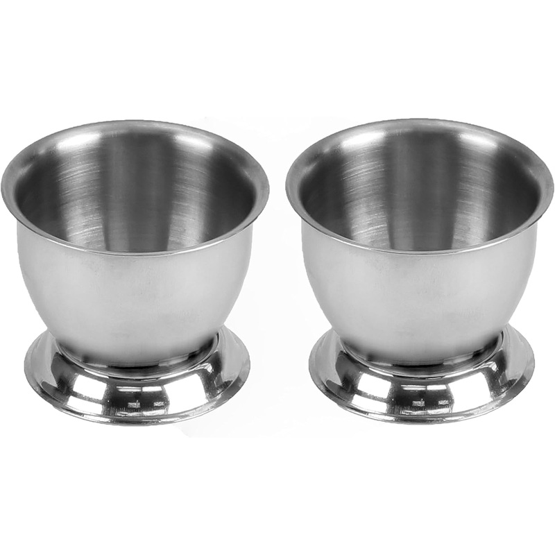 Stainless Steel Footed Egg Cup Set of 2- Egg Cups Stand Holder for Boiled Eggs Egg Cups Holders for Breakfast and Brunch Kitchen Egg Stand Holders Egg Cup Tray