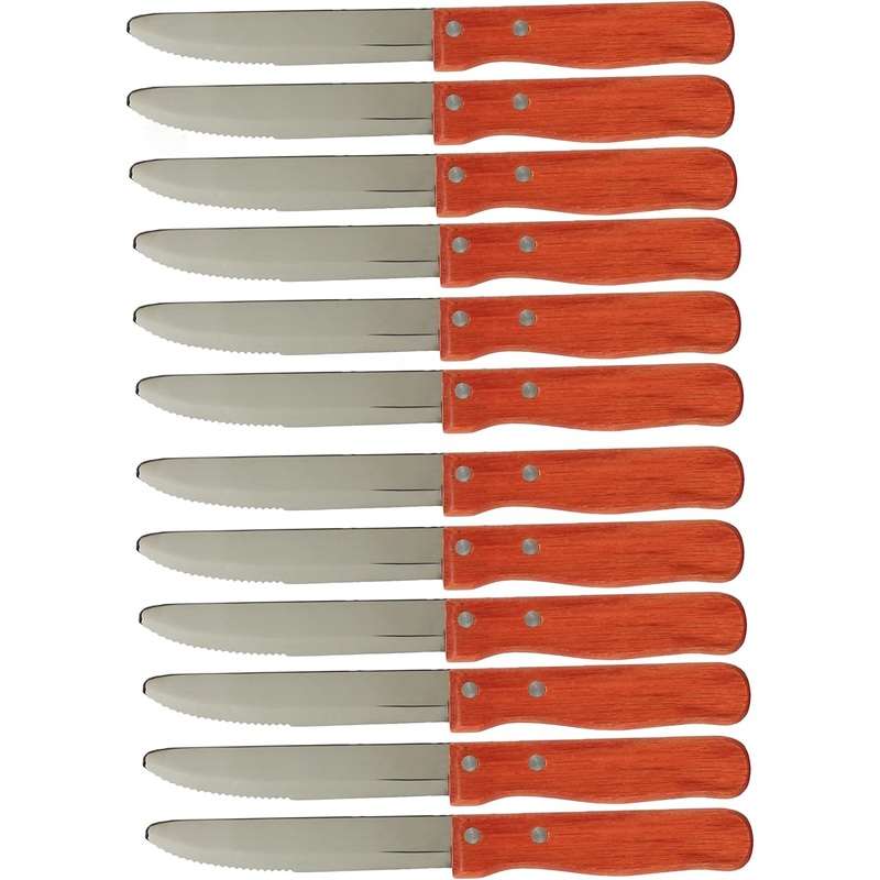 5 Stainless Steel Round Tip Jumbo Steak Knife with Handle Set of 12- Steak Knives Dinner Knives Meat Cutter Knife Set for Home and Restaurants