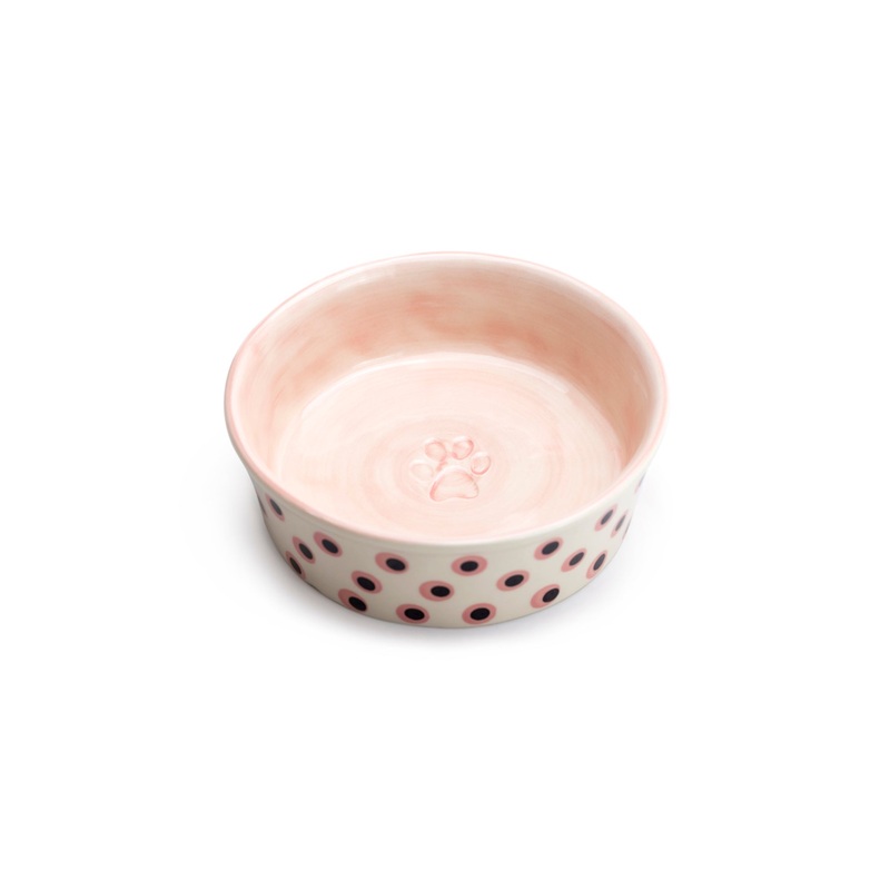 6.25″ Organic Coral Dots Heavy Weight Ceramic Pet Bowl