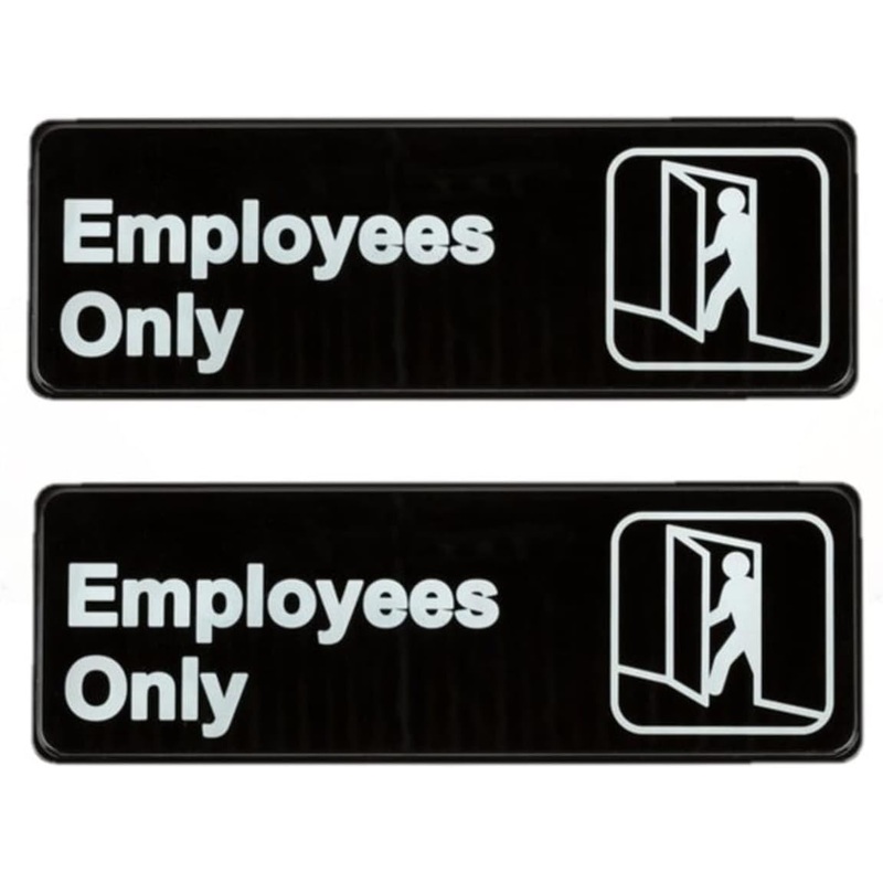 9″ x 3″ Employees Only Sign with Easy Peel Self-Adhesive White on Black Color Set of 2- Door Sign Waterproof Self Adhesive Store Signs Indoor/Outdoor Warning Marker Home Business Use