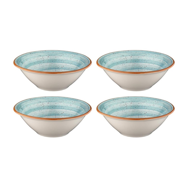 Aqua dia.6.25″ h:2″ 13 oz. Round Blue Porcelain Bowl (Set of 4)