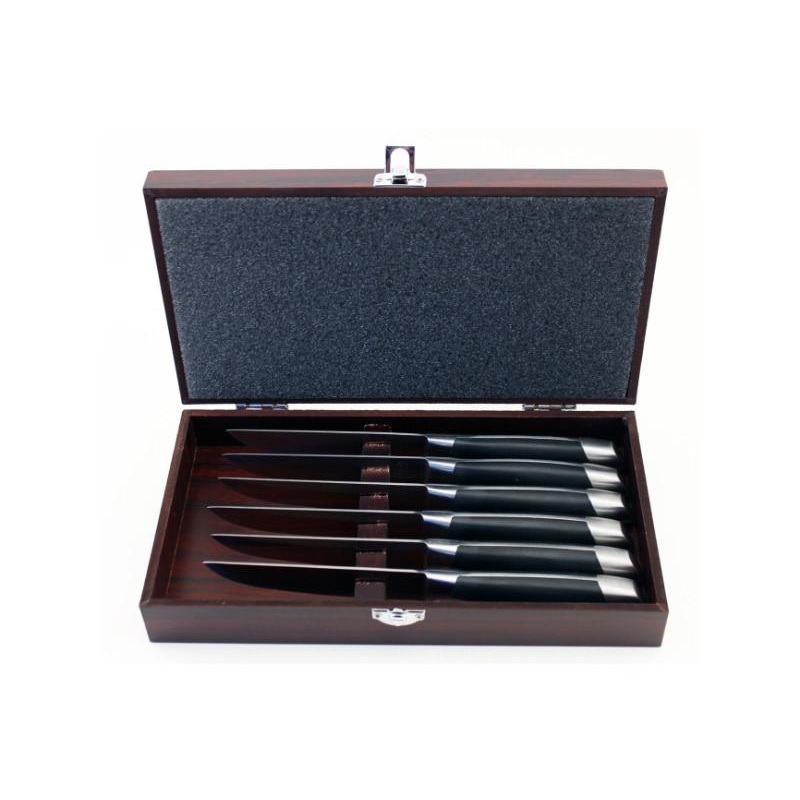 BergHOFF Geminis 7pc Stainless Steel Steak Knives with Wood Case, 4.75″