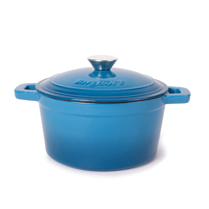 BergHOFF Neo Cast Iron 3qt. Round Dutch Oven 8″ with Lid, Blue