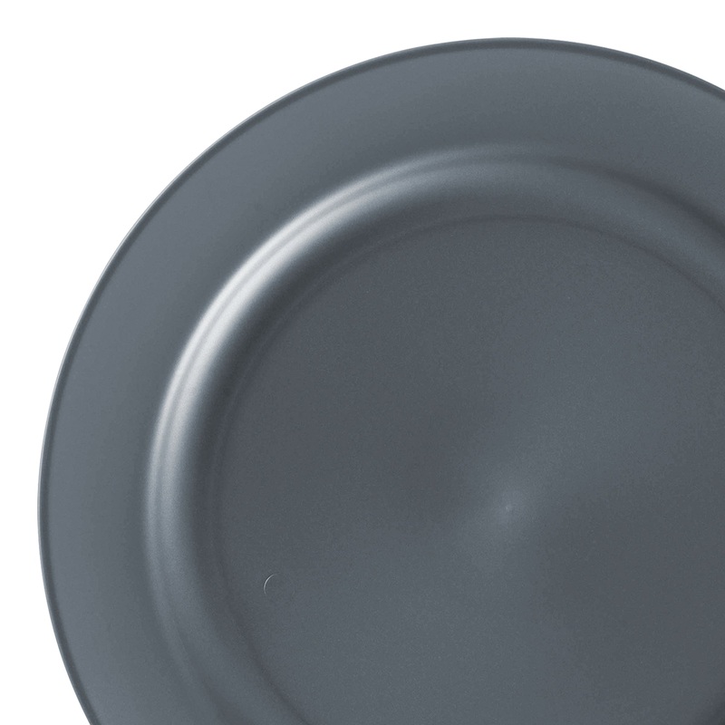 Matte Charcoal Gray Round Disposable Plastic Appetizer/Salad Plates (7.5″)