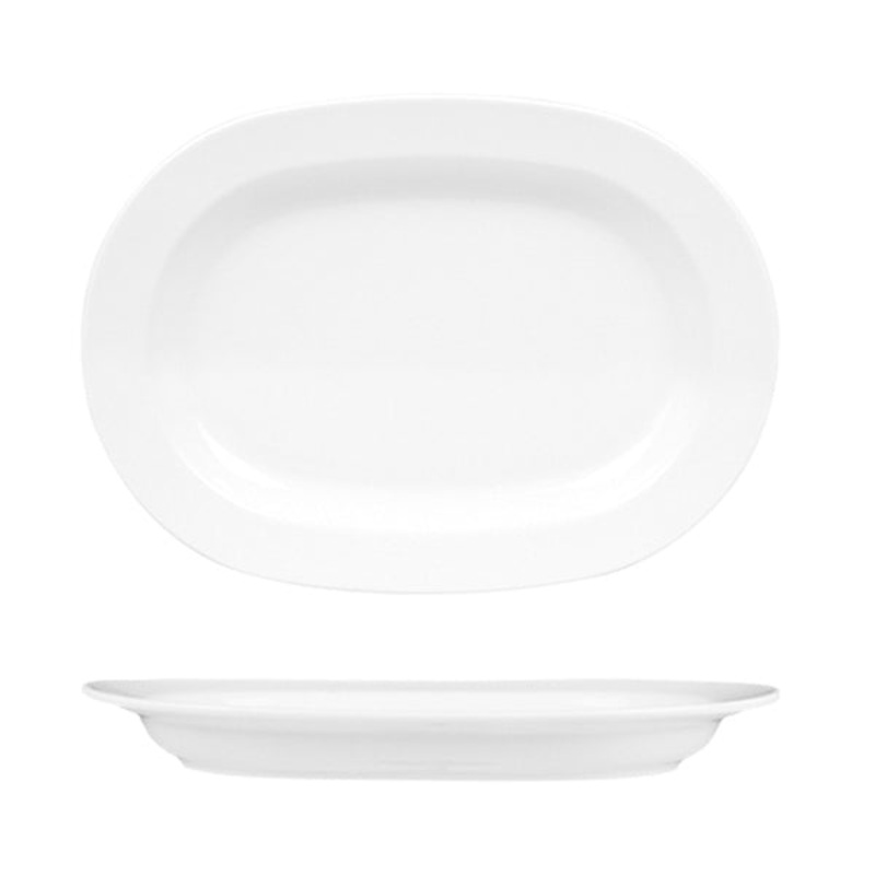 Porcelain Delta 15.25″ x 10.75″ x h:1.5″ Oval White Porcelain Platter