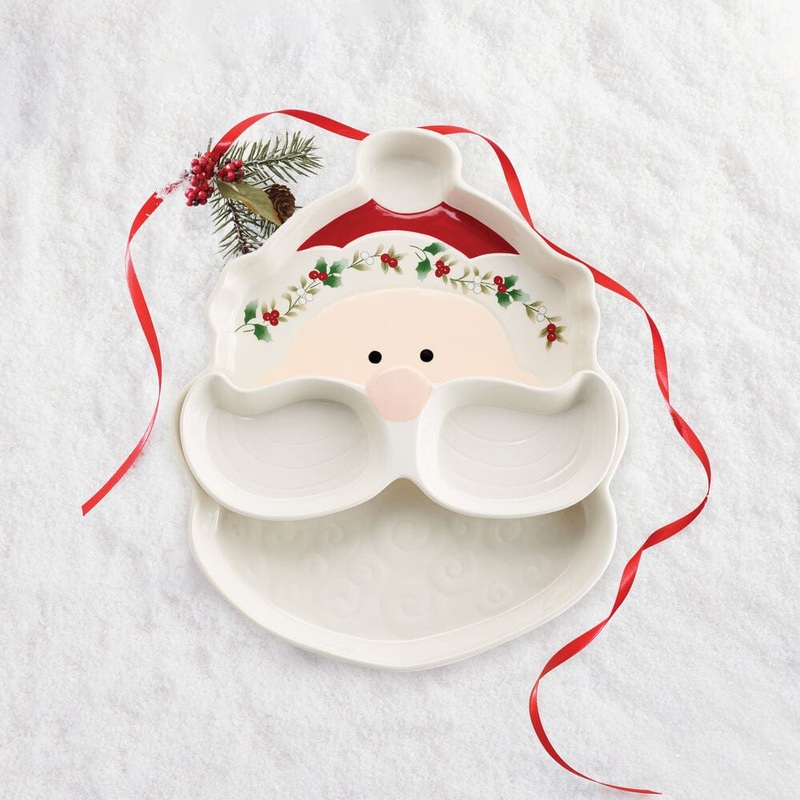 Winterberry Santa Chip and Dip Platter Tray