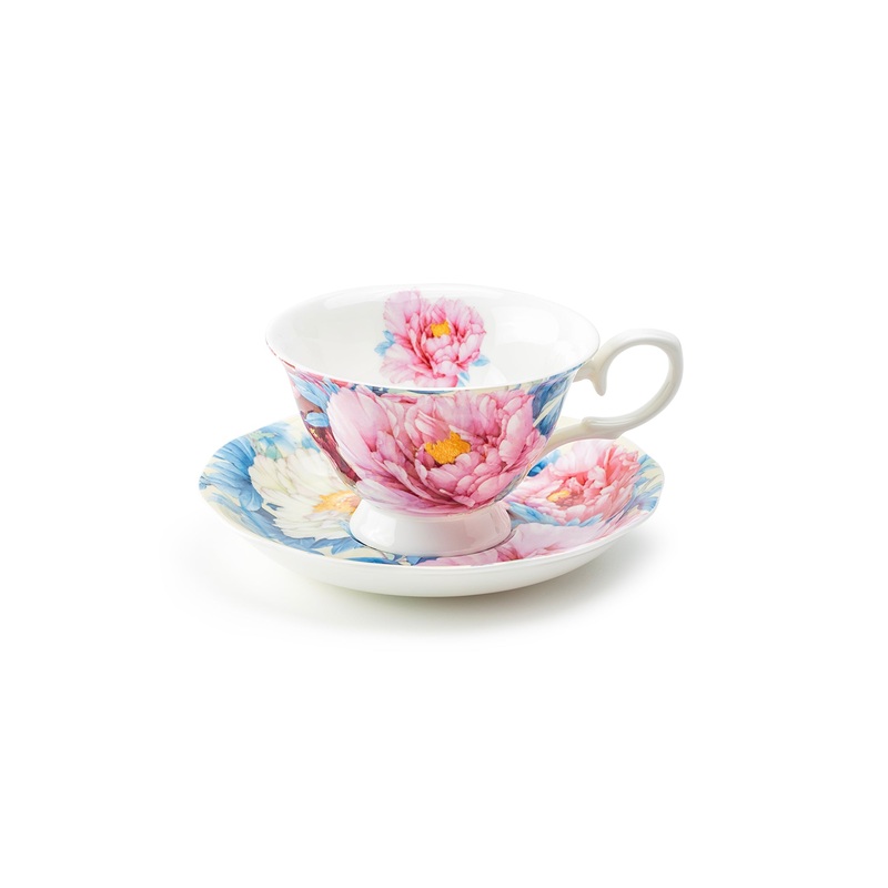 Empire Peony Blue Bone China Tea Cup and Saucer