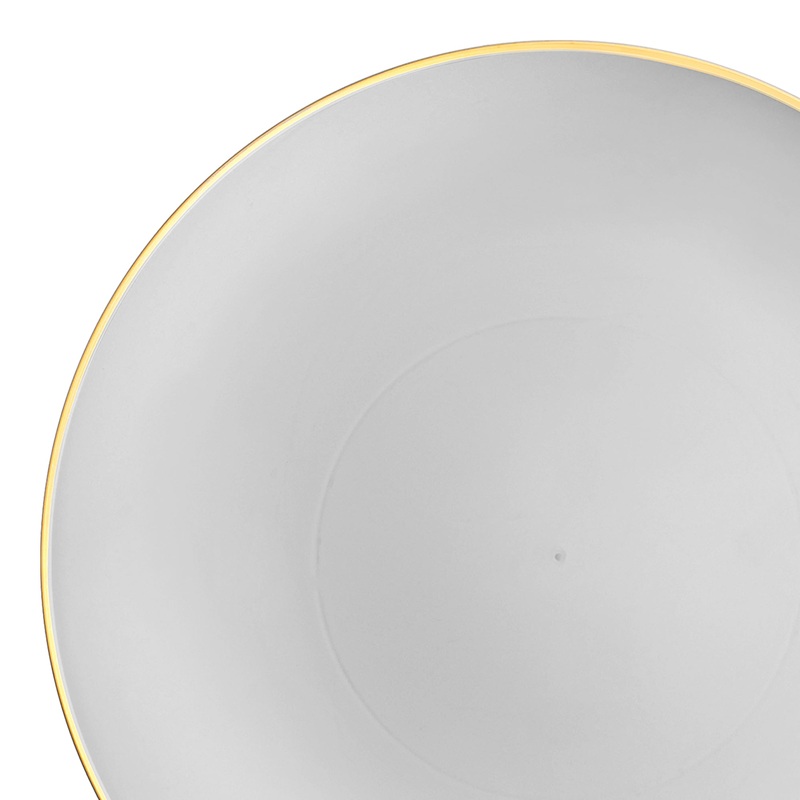 Gray with Gold Rim Organic Round Disposable Plastic Appetizer/Salad Plates (7.5″)