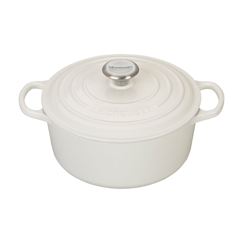 Le Creuset 4 1/2 Qt. Signature Round Dutch Oven w/Stainless Steel Knob – White- Personalized Engraving Available