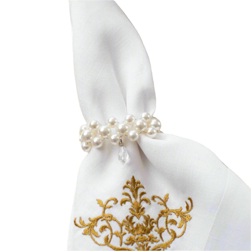 Pearl with Teardrop Napkin Ring Set/3