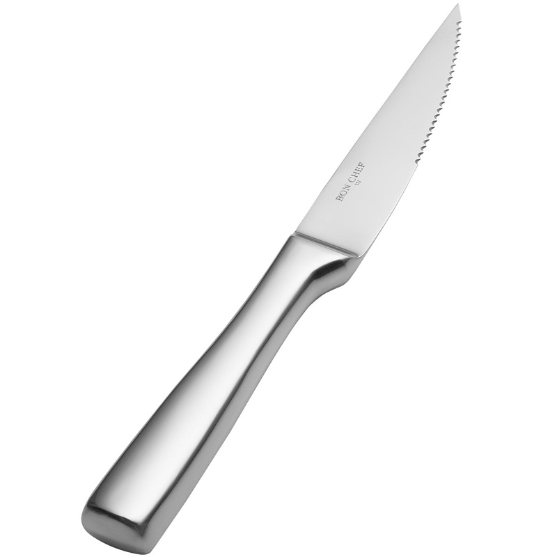 Bon Chef S3020 Manhattan 9 3/4″ 13/0 Stainless Steel Extra Heavy Hollow Handle Gaucho Steak Knife – 12/Pack