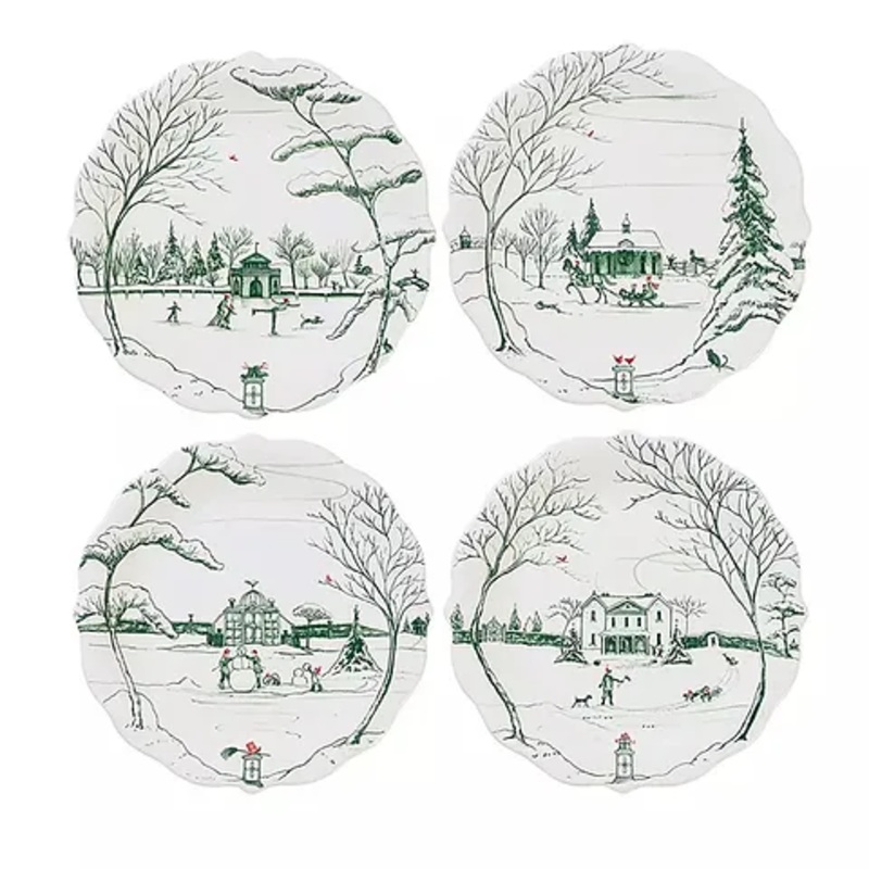 Juliska Country Estate Winter Frolic Party Plate Set/4 – Evergreen