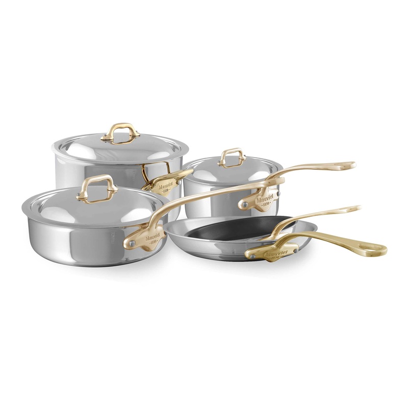 Mauviel M’COOK B 5-Ply 8-Piece Cookware Set With Brass Handles