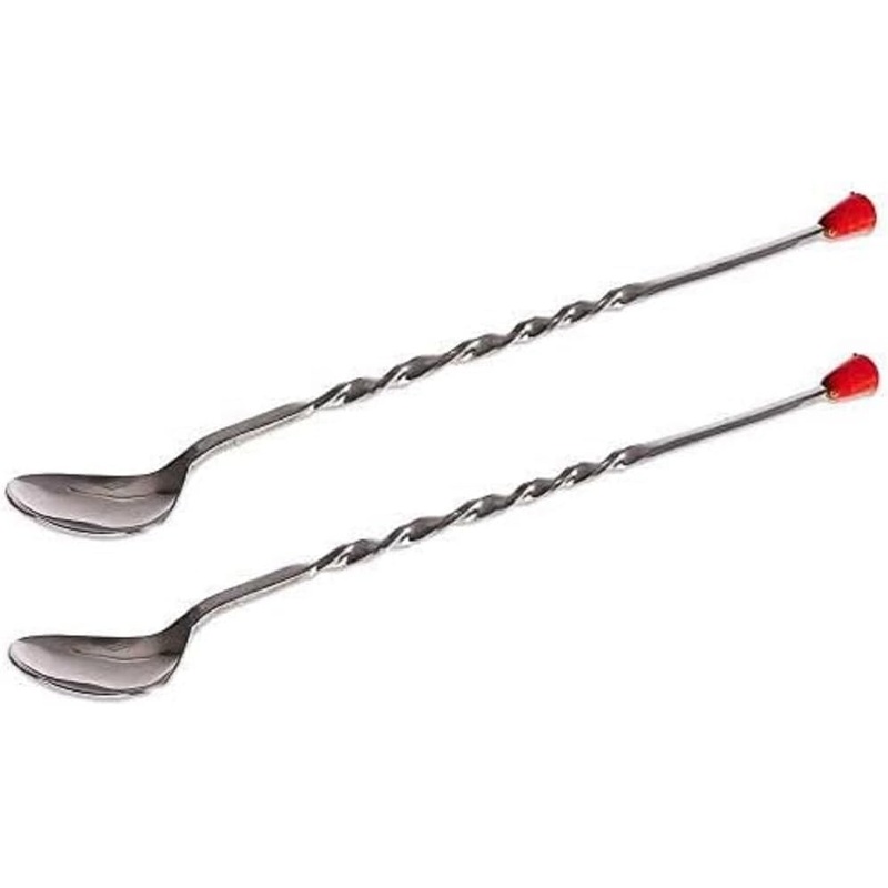 11″ Stainless Steel Cocktail Bar Mixing Spoons Set of 2- Long Stirring Spoons Mixing Spoons Bar Spoon Spiral Pattern Cocktail Mixing Stirrers for Drink Bar Cocktail Shaker Spoon