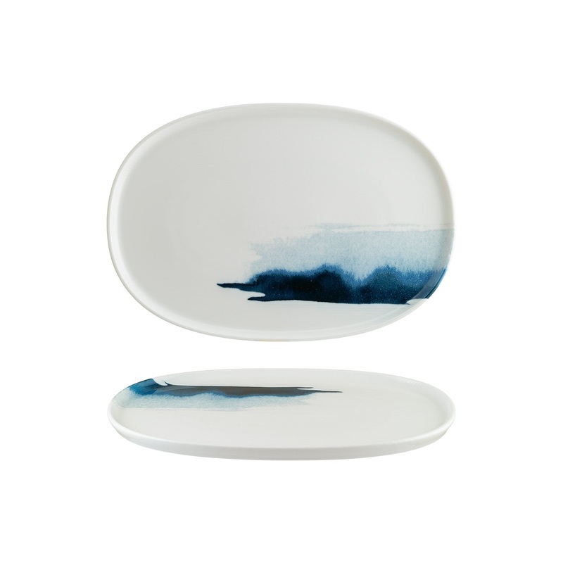 Blue Wave 13″ x 9″ x h:0.75″ Oval Decorated Porcelain Platter