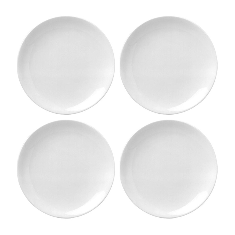 Porcelain Delta-Coupe dia.10.75″ Round White Porcelain Plate (Set of 4)