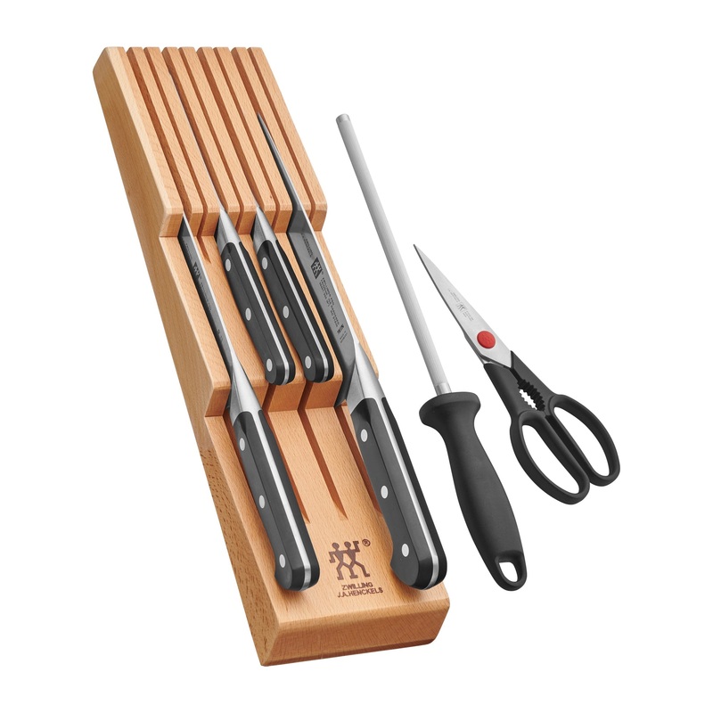 Pro 7pc Block Set w/ Beechwood In-Drawer Knife Tray
