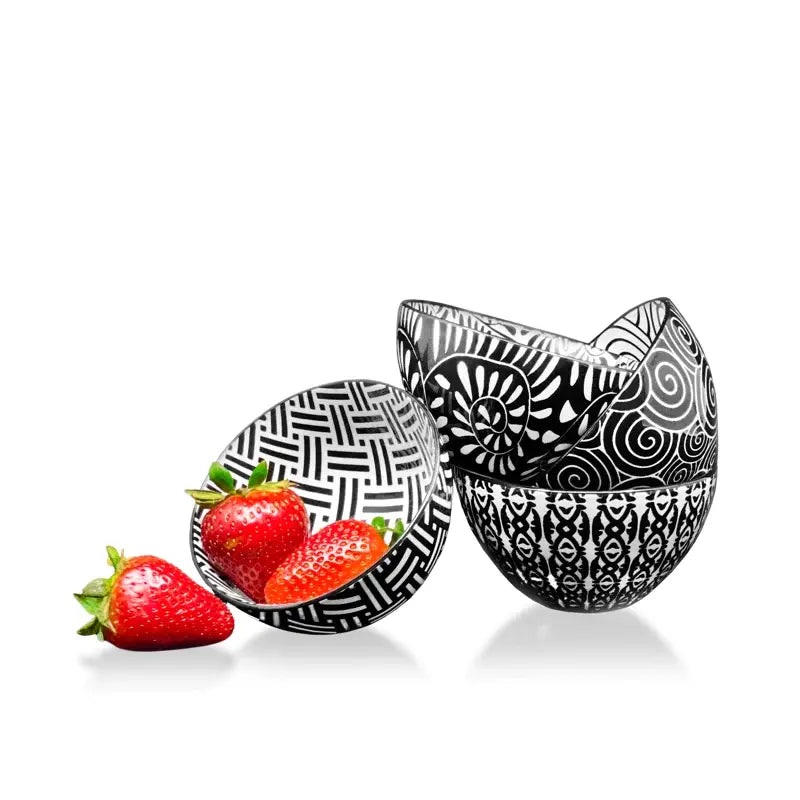 Snack Bowl, Black & White Assorted – Sold Individually