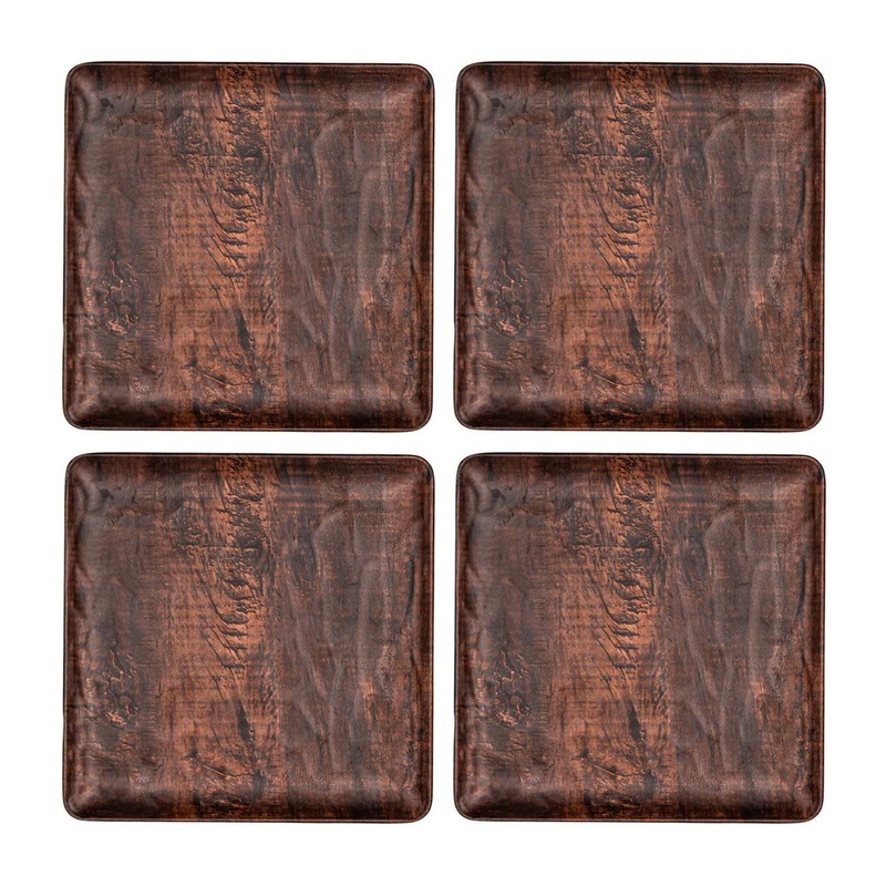 Turgla Composite 8.75″ x 8.75″ Square Brown Composite Plate (Set of 4)