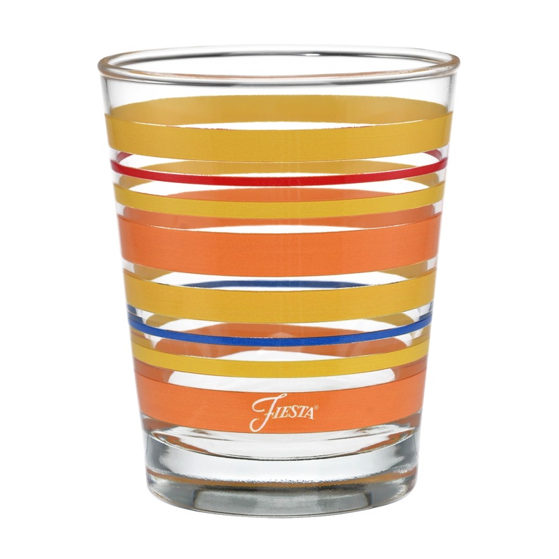 15 oz. Fiesta Sienna Sunset Stripes Tapered Double Old Fashion  Set of 4