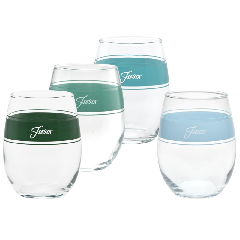 Aegean 15 oz. Frame Stemless Wine Glass Mixed Color  Set of 4