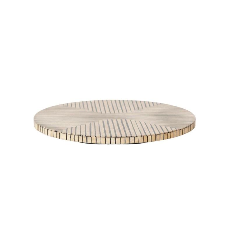 Bamboo Lazy Susan -Geometric Stripes