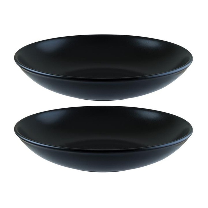 Notte dia.10″ h:2″ 44 oz. Round Black Porcelain Bowl (Set of 2)