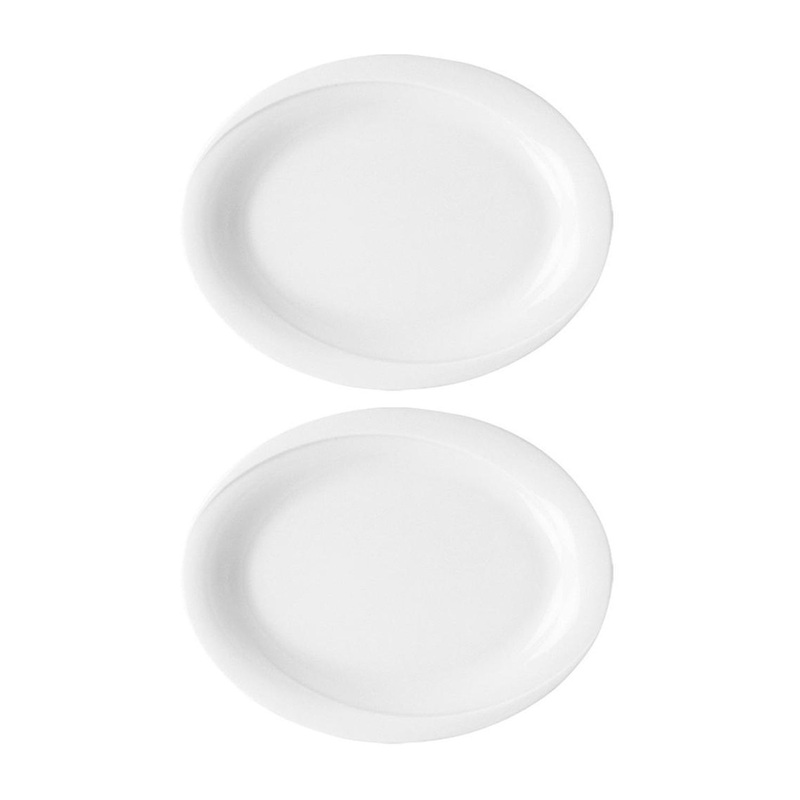 Porcelain X-tanbul 7.75″ x 6″ x h:0.75″ Oval White Porcelain Platter (Set of 2)